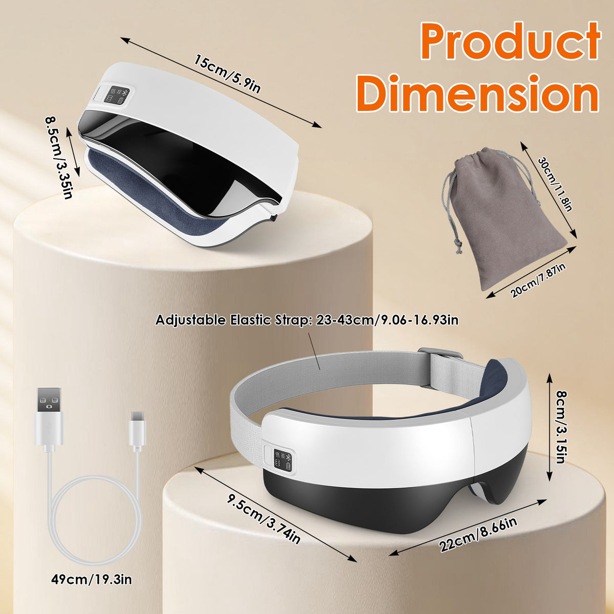 2Pcs Eye Massager With Heat Air Compression & Vibration Voice Control 4 Massage Modes Wireless