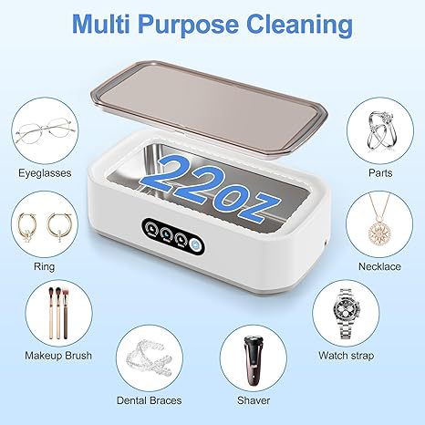 49KHz Household Ultrasonic Cleaner, Portable Cleaning Machine For Eyeglasses, Jewelry, Dentures