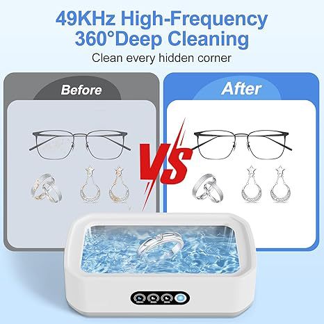 49KHz Household Ultrasonic Cleaner, Portable Cleaning Machine For Eyeglasses, Jewelry, Dentures