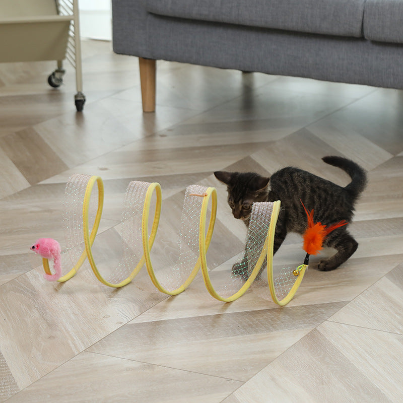 Cat Tunnel with Mouse-Shaped Toys