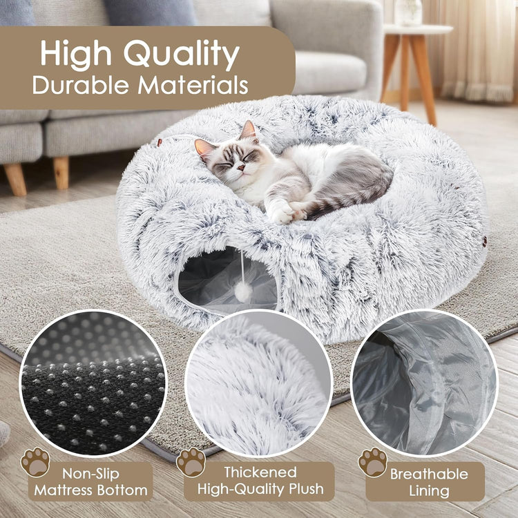 Cat Tunnel Bed with Washable Mat