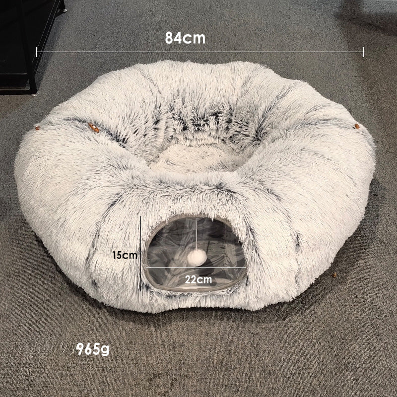 Cat Tunnel Bed with Washable Mat