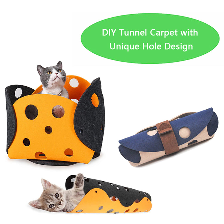 Felt Cat Play Tunnel with Pompom