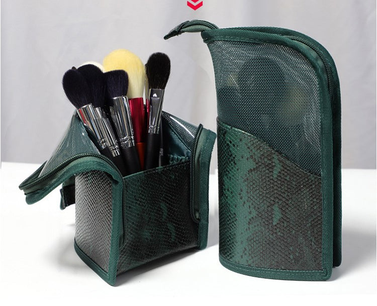 Green mesh makeup bag