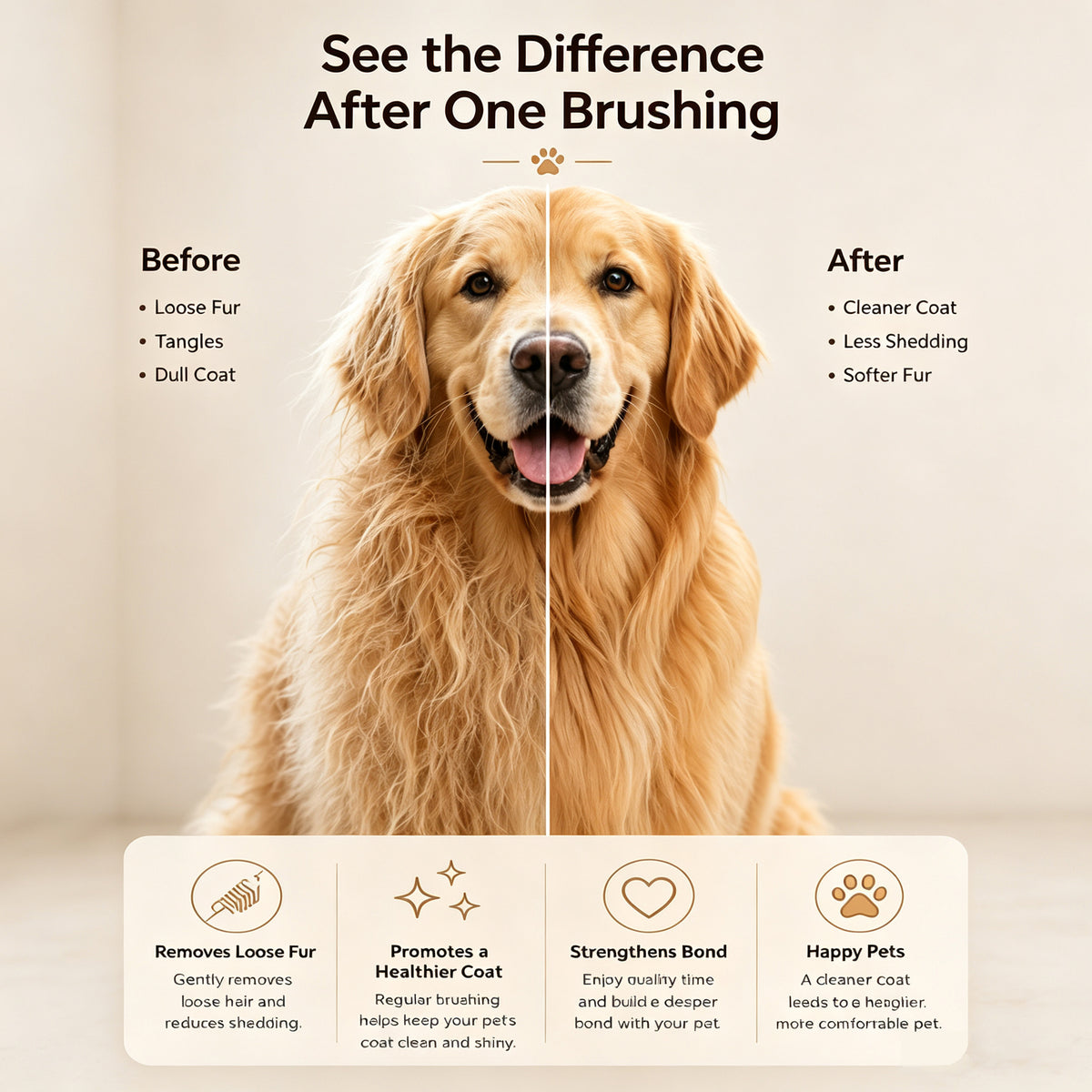 Self-Cleaning Pet Grooming Brush