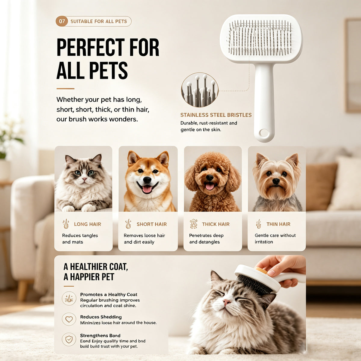 Self-Cleaning Pet Grooming Brush