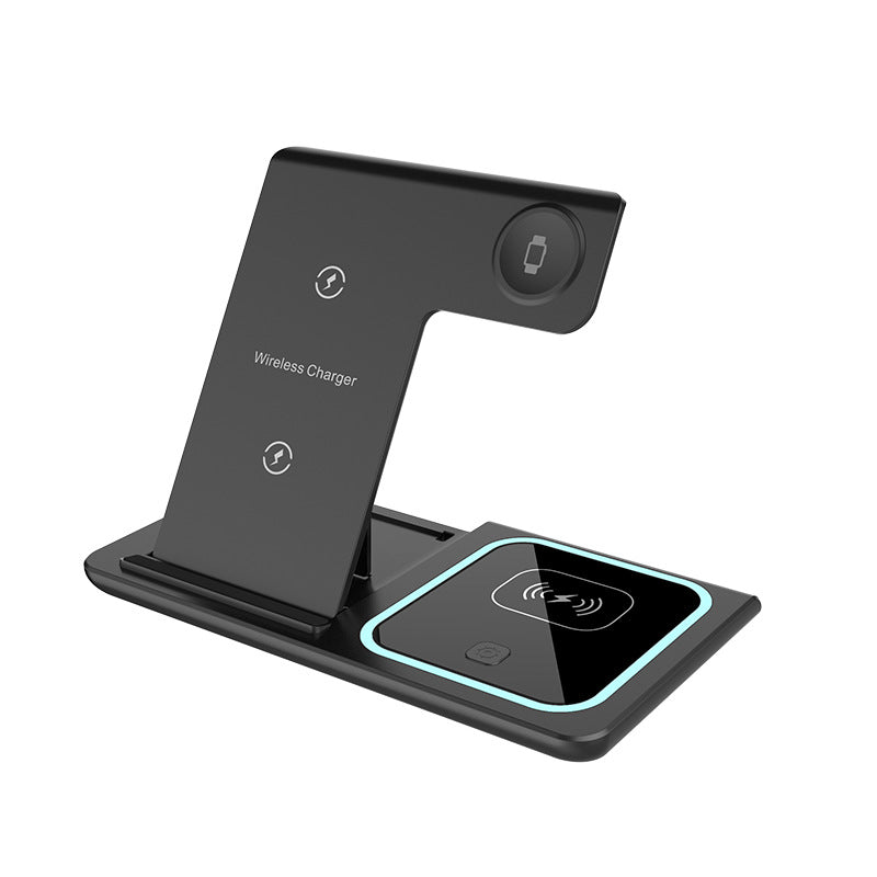 Black X455 wireless charging station with upright phone stand and ambient light